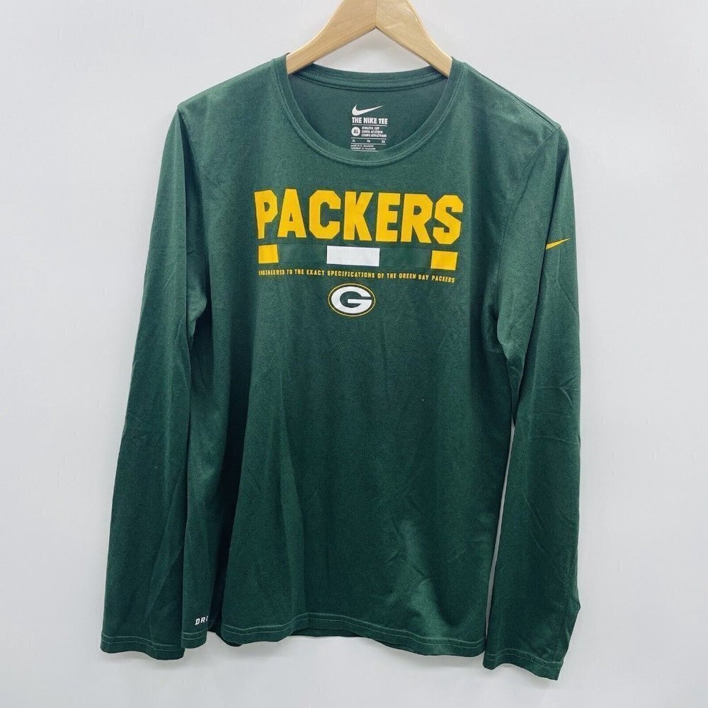Nike Youth Boys Size XL Green Bay Packers Athletic Cut Long Sleeve Tee‎ 2292